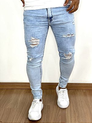 Calça Jeans Masculina Super Skinny Clara Destroyed Model-X*