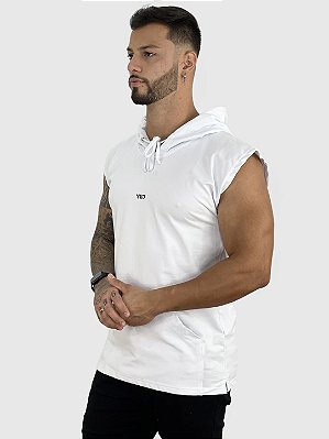 Camiseta Masculina Branca Moletinho Regata Com Câpus Yed*