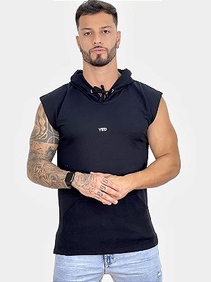 Camiseta Masculina Preta Moletinho Regata Com Câpus Yed*