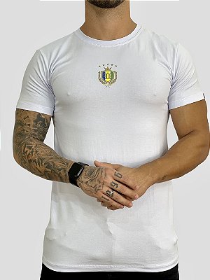 Camiseta Masculina Longline Branca Brasão Brasil Fb Clothing %