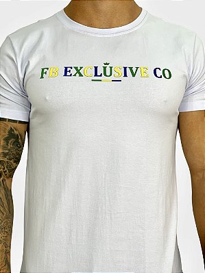 Camiseta Masculina Longline Branca Escritas Colors Brasil %