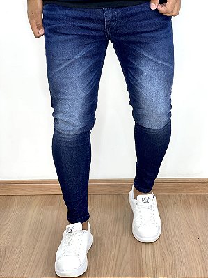 Calça Jeans Masculina Super Skinny Escura Sem Rasgo Spot*