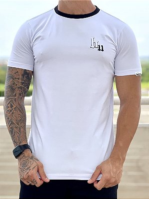 Camiseta Longline Masculina Branca H11 Bordado Preto Haterz*