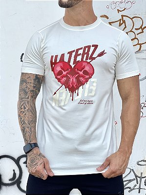 Camiseta Longline Masculina Off White Skull Love Haterz*