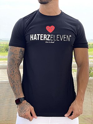 Camiseta Longline Masculina Preta Love Haterz*