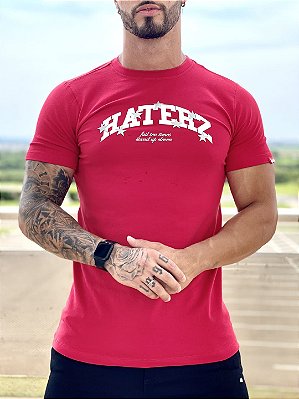 Camiseta Longline Masculina Vermelha HATERZ Stars %