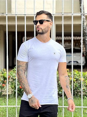 Camiseta Longline Masculina Branca Básica Premium @