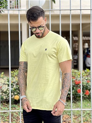 Camiseta Longline Masculina Amarela Básica  Premium @