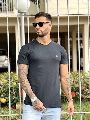 Camiseta Longline Masculina Preta Básica Premium @