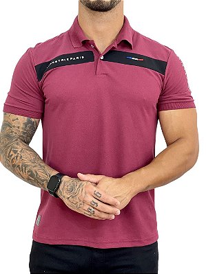 Camisa Polo Masculina Bordo Recorte Escritas Industries Paris [