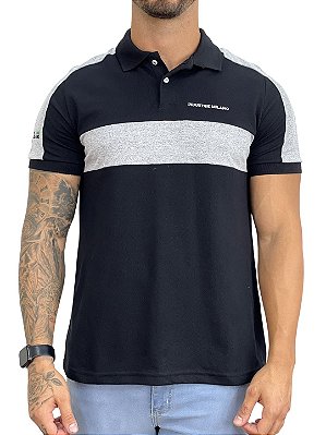 Camisa Polo Superior Preta Escritas Industries Milano [