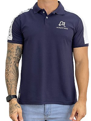 Camisa Polo Masculina Azul Marinho Logo LA Bordado [