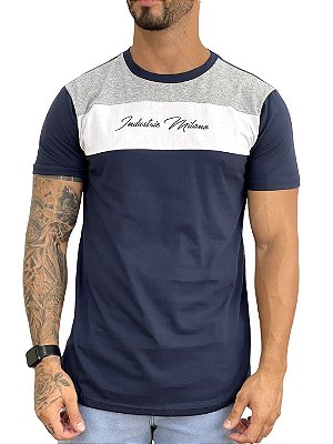 Camiseta Longline Masculina Superior Cinza Escrita Milano [