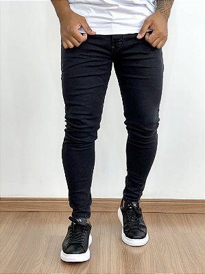 Calça Jeans Masculina Super Skinny Preta Lavada Sem Rasgo V2*
