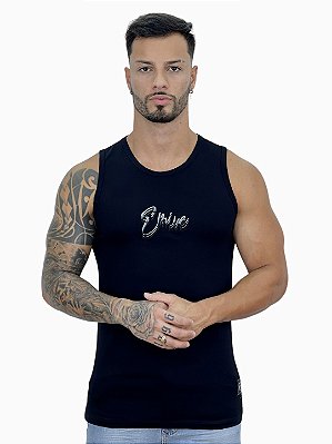 Regata Surf Masculina Preta Escritas Bordada*