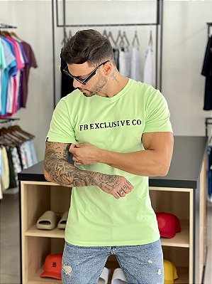 Camiseta Longline Masculina Verde Claro Logo Relevo Classico