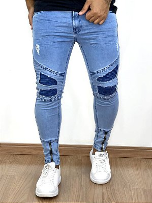 Calça Jeans Masculina Super Skinny Clara Forro e Zíper