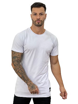 Camiseta Longline Masculina Branca Estampa Asas Costas #