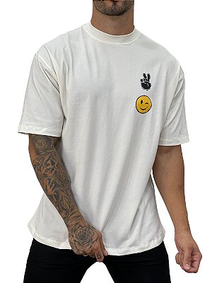 Camiseta Oversized Masculina Off White Smile Frontal