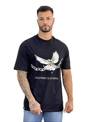 Camiseta Regular Masculina Preta Flying Essentials