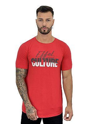 Camiseta Longline Masculina Vermelha Viscose Escritas Hotfake
