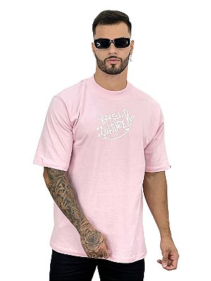 Camiseta Oversized Masculina Rosa Claro Escritas Central Street