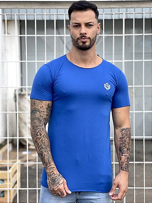 Camiseta Longline Masculina Azul Celeste Básica #