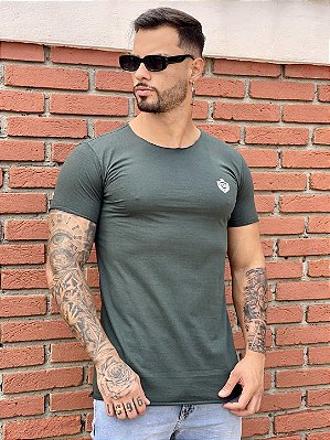 Camiseta Longline Masculina Verde Escuro Básica #