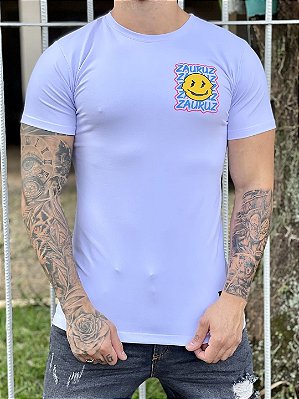 Camiseta Longline Masculina Branca Smile Lateral Escritas %