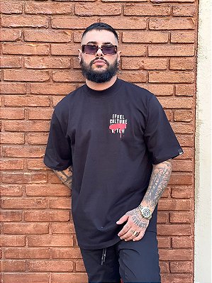 Camiseta Oversized Masculina Preta Box Splash