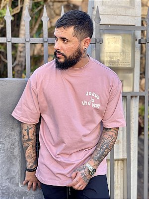 Camiseta Oversized Masculina Rosé Jesus is The Way