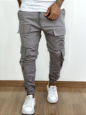 Calça Jogger Masculina Cargo Cinza Office