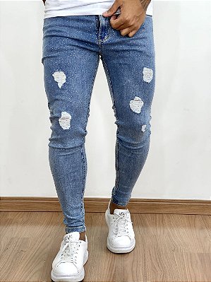 Calça Jeans Masculina Super Skinny Clara Full Strass