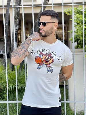 Camiseta Longline Masculina Off White Tazzmania %