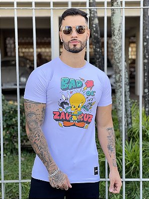 Camiseta Longline Masculina Preta Bad Piu %