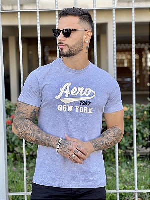 Camiseta Regular Masculina Cinza AERO Curved