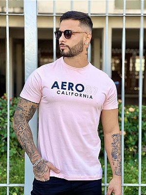 Camiseta Regular Masculina Rosa Claro California
