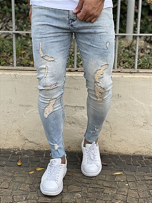 Calça Jeans Masculina Super Skinny Clara Destroyed Vip