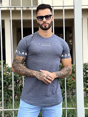 Camiseta Longline Masculina Cinza Respect Milano #