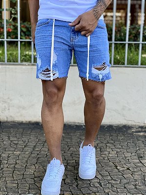 Bermuda Jeans Masculina Escura Básica Rasgo Leve % - Imperium