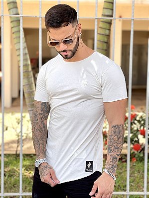 Camiseta Longline Masculina Preta Caveira e Cobra Pedraria - Imperium Store