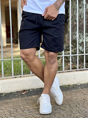 Shorts Sarja Masculino Preto Básico Sem Estampa #