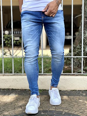 Calça Jeans Masculina Super Skinny Média Sem Rasgo Basica Orlando