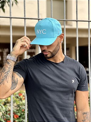 Boné Strapback Aba Curva Azul Piscina NYC Bordado