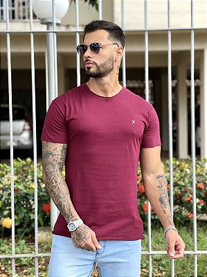 Camiseta Longline Masculina Bordô Básica Premium @