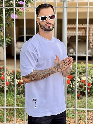 Camoseta Oversized Masculina Branca Sem Estampa Frontal Born To Life