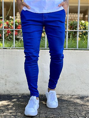 Calça Alfaiataria Masculina Super Skinny Azul Bic