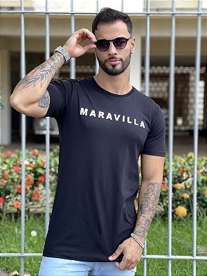 Camiseta Longline Masculina Preta Escritas Classica