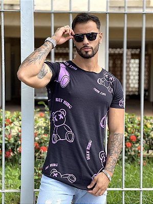 Camiseta Longline Masculina Preta Caveira e Cobra Pedraria - Imperium Store