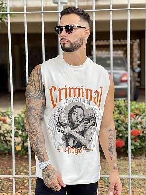 Camiseta Regata Masculina Machão  Off White Criminal